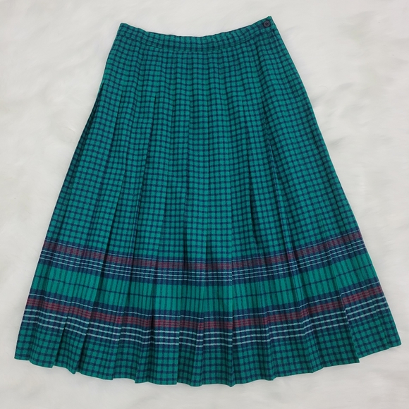 Pendleton Dresses & Skirts - Vintage Pendleton Pleated Plaid Midi Wool Skirt Womens 14